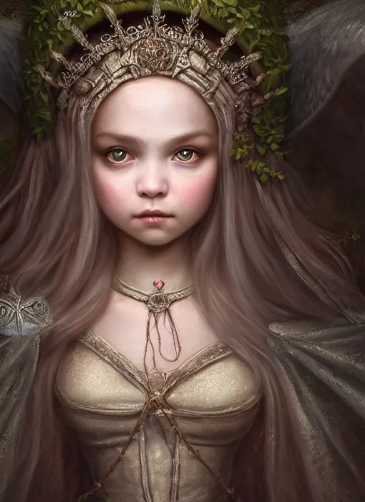 Prompt: highly detailed closeup portrait of a fairytale medieval princess, unreal engine, nicoletta ceccoli, mark ryden, lostfish, earl norem, global illumination, god rays, detailed and intricate environment