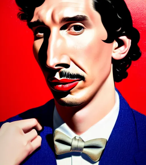 Prompt: portrait of a dapper adam driver by jon whitcomb and gil elvgren and and ayana otake and sydney prior hall, hyperrealism