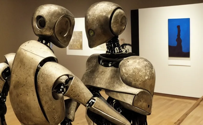 Prompt: a metaphor for teaching a robot how to love art