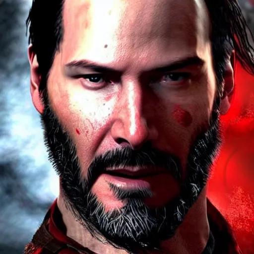 Image similar to Keanu Reeves in the God of War game