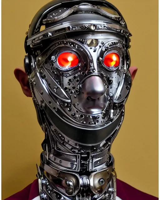 Image similar to a beautiful cyborg made of christian ceremonial maske