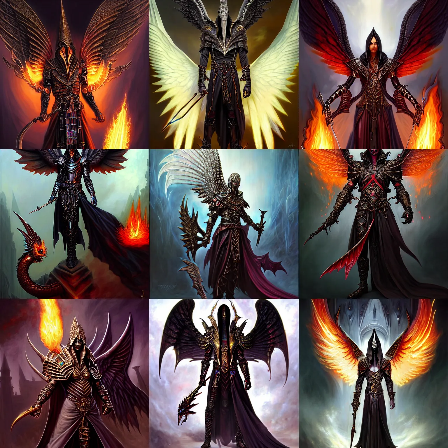 Image similar to gothic fantasy character portrait, egyptian armor male warlock with burning!!!!! angel wings, ultra realistic, wide angle, intricate details, ruby dragon artifacts, sharp focus, highly detailed by peter mohrbacher, hajime sorayama, wayne barlowe, boris vallejo, aaron horkey, gaston bussiere, craig mullins