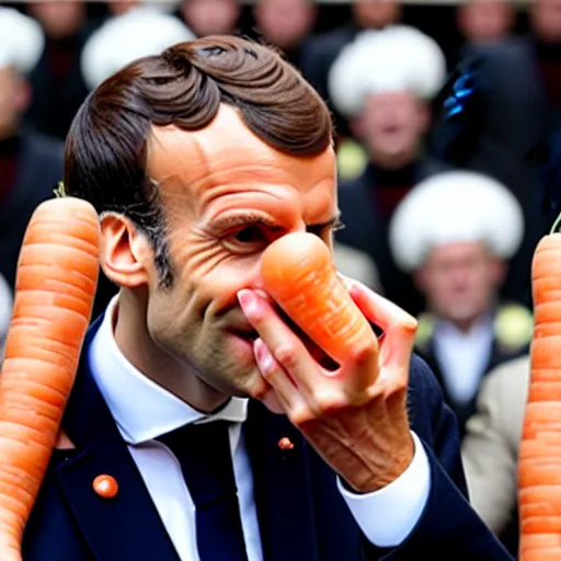 Prompt: « emmanuel macron, eating carrots »