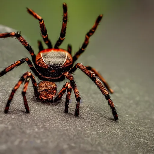 Prompt: a giant spider with a decrepit building on its abdomen