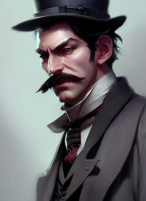 Prompt: character concept art of a victorian detective, key visual, realistic shaded perfect face, fine details, dystopian environment, by stanley artgerm lau, wlop, rossdraws, james jean, andrei riabovitchev, marc simonetti, and sakimichan, trending on artstation