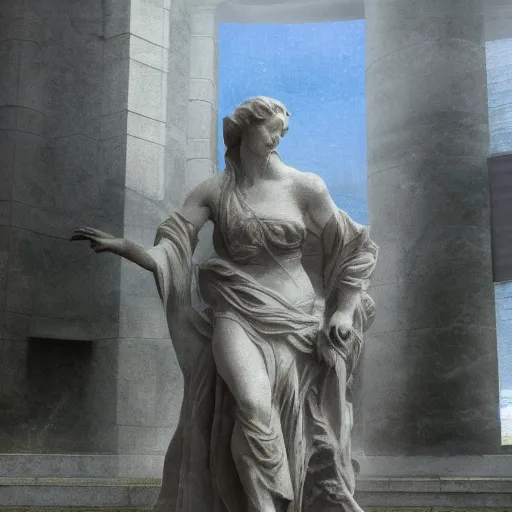 Prompt: matte painting of a marble statue