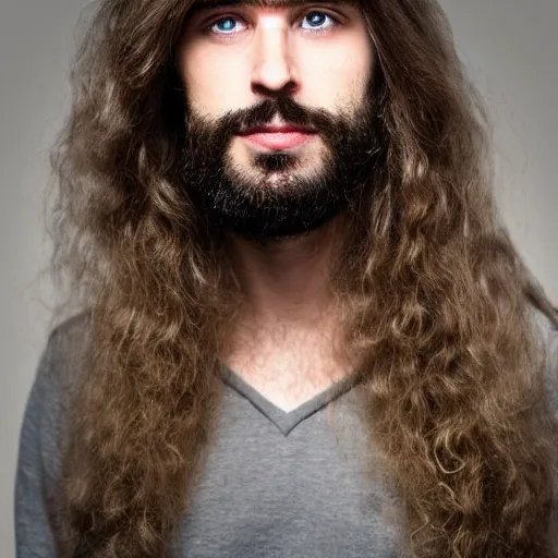 Prompt: a photo of a man with long hair