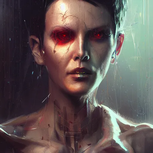 Image similar to evil ai, neuromancer, painted by stanley lau, painted by greg rutkowski, painted by stanley artgerm, digital art, trending on artstation