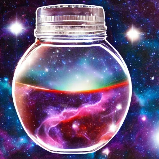 Prompt: a universe in a jar