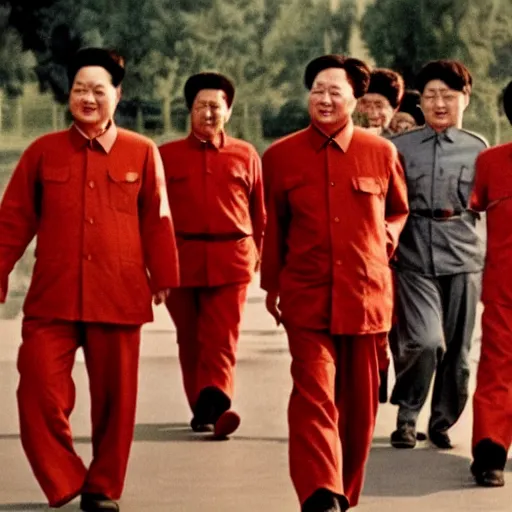 Prompt: mao zedong in pyjamas at a sleepover with stalin 9 0's music video