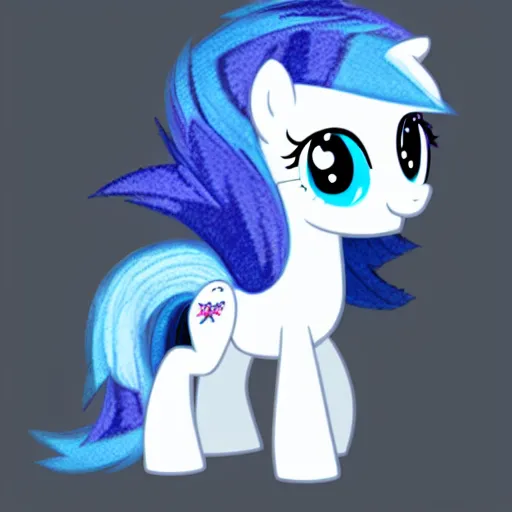 Prompt: a blue little pony with white hair, a picture by an gyeon, featured on derpibooru, booru, earth pony, superflat