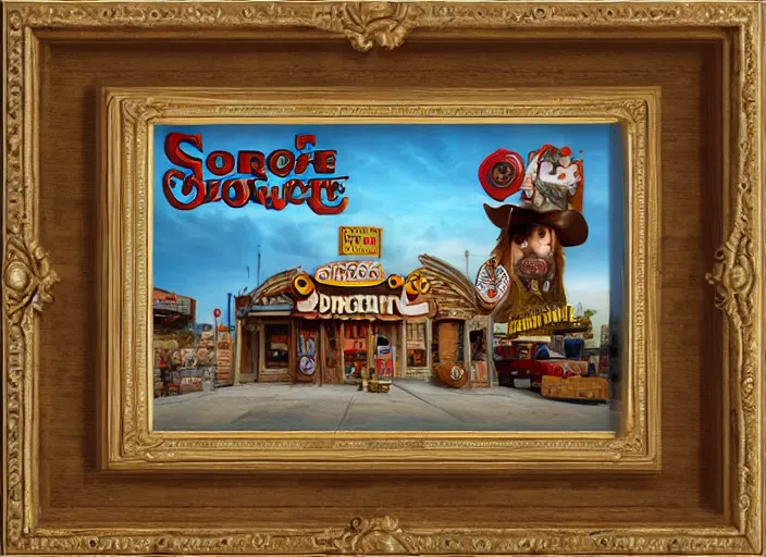 Image similar to the sheriff donut, lowbrow, matte painting, 3 - d highly detailed, in the style of mark ryden,