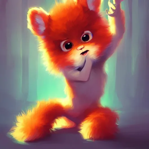 Image similar to very cute baby monster fluffy, very furry, dancing, happy, minimalist, behance hd by jesper ejsing, by rhads, makoto shinkai and lois van baarle, ilya kuvshinov, rossdraws global illumination