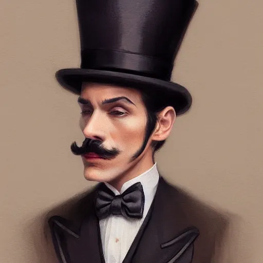 Image similar to hyper realistic dapper fancy luigi wearing a top hat, painted by greg rutkowski, wlop, artgerm
