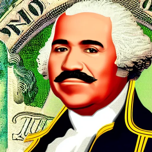 Image similar to Steve harvey as George Washington on the 1 dollar bill