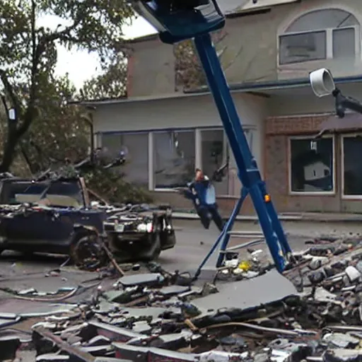 Image similar to surveillance cameras being destroyed by a sledgehammer