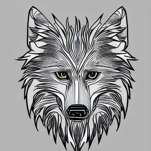 Image similar to wolf template base lineart, full-body view, simple, black and white, coloring book style, high quality, HD, 8K