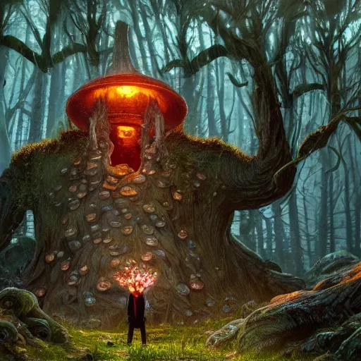 Image similar to highly detailed portrait of donald trump as a goblin in a magical mushroom forest, in skyrim, stephen bliss, unreal engine, fantasy art by greg rutkowski, loish, rhads, ferdinand knab, makoto shinkai and lois van baarle, ilya kuvshinov, rossdraws, tom bagshaw, global illumination, radiant light, detailed and intricate environment