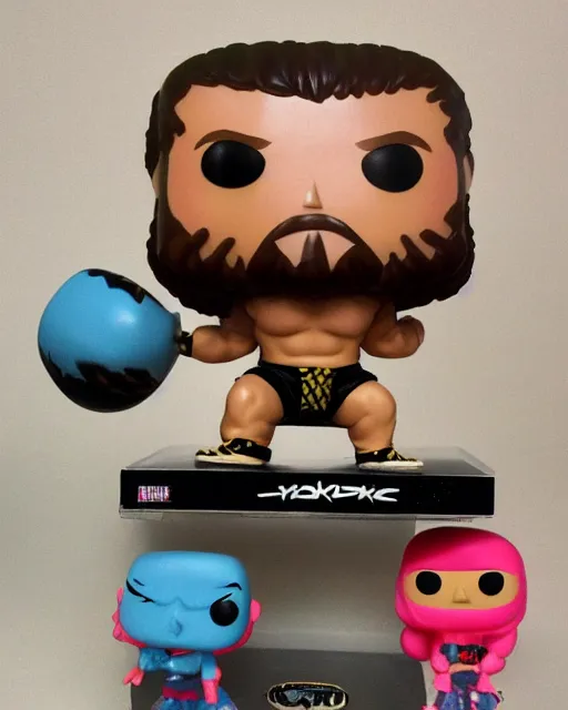 Image similar to Wrestler Funko Pop. Photographic, photography