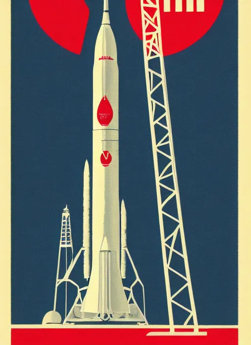 Prompt: detailed 1 9 5 0 s stencil art of the saturn v rocket, cinematic lighting, dawn, apollo space program