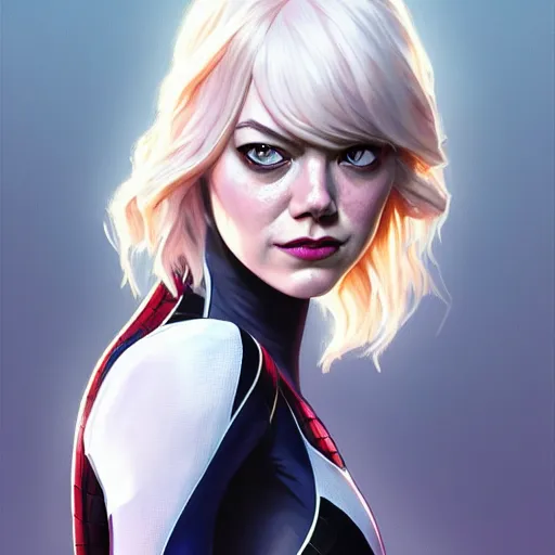beautiful Emma Stone as Spider-Gwen, western, closeup, | Stable ...