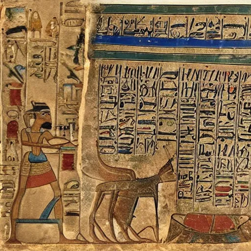 Image similar to ancient egyptian manuscript with pictures of airplanes