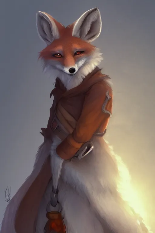 Image similar to an anthropomorphic medieval fox with a fluffy tail, backlighting, trending on artstation, digital art, furry art, trending on furaffinity, fantasy art, by kawacy