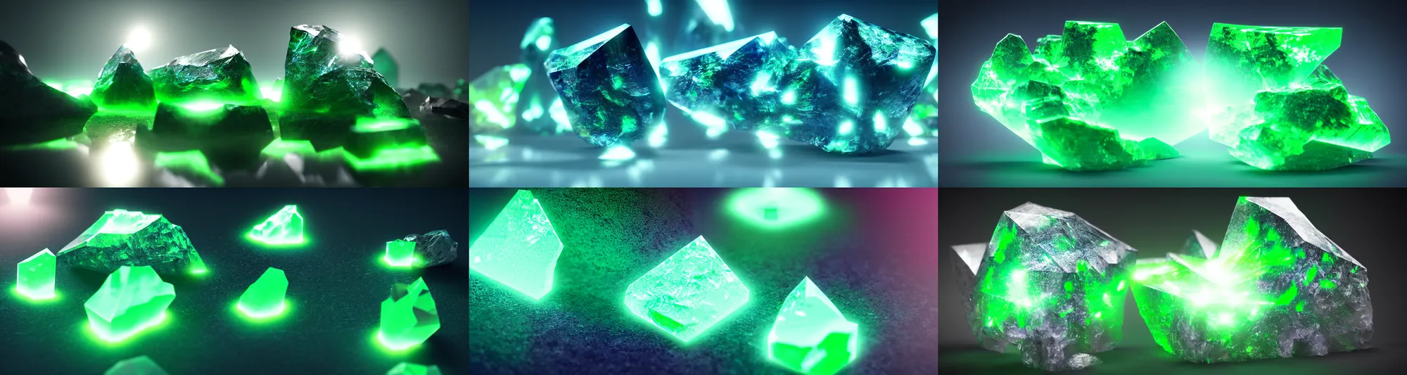 Prompt: self-luminous Kryptonite crystals natural gemstone optical caustic lighting, refraction, reflection, sharp focus, 8k rendered in redshift by Greg rutkowski trading on artstation, laborious studio light