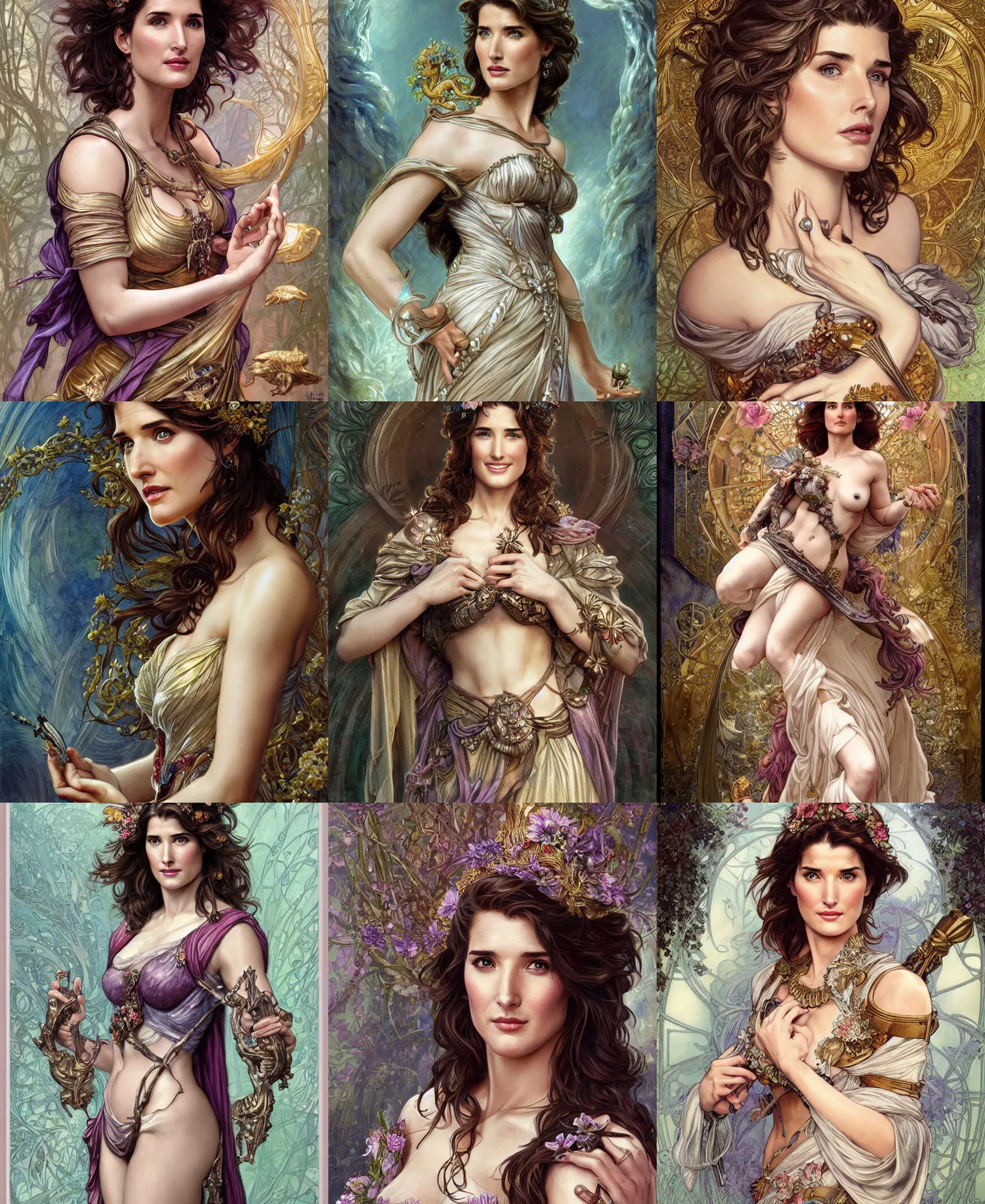 Prompt: Cobie Smulders Cobie Smulders Cobie Smulders as a French Goddess, cute, fantasy, intricate, elegant, highly detailed, royal digital painting, 4k, HDR, concept art, smooth, sharp focus, illustration, art by artgerm and H R Giger and alphonse mucha
