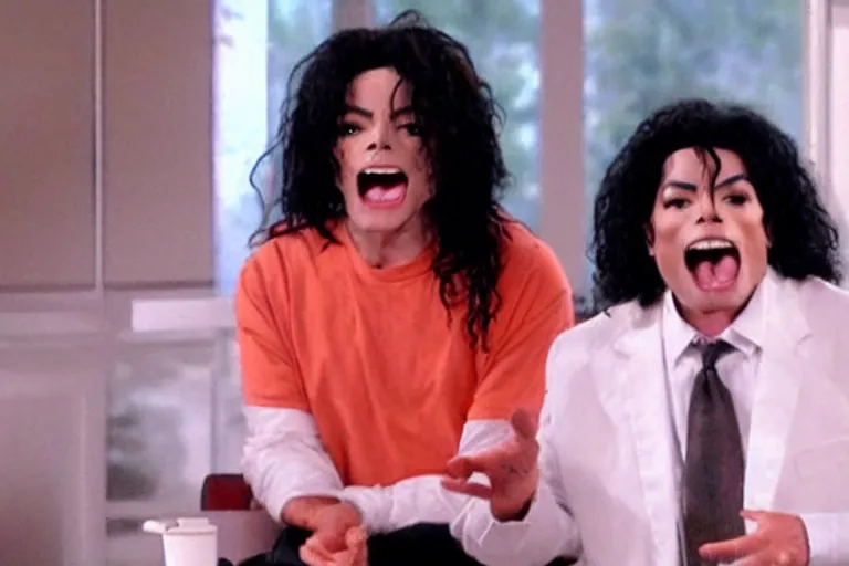 Image similar to michael jackson screaming shouting at dr phil in tv show