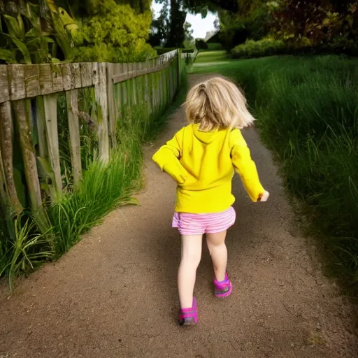 Prompt: little girl going for a walk before bedtime