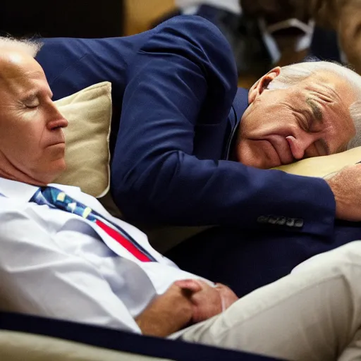 Image similar to joe Biden sleeping in a conference