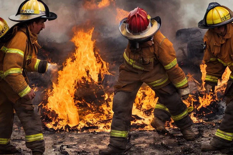 Image similar to closeup potrait firefighters lighting fires, natural light, sharp, detailed face, magazine, press, photo, Steve McCurry, David Lazar, Canon, Nikon, focus