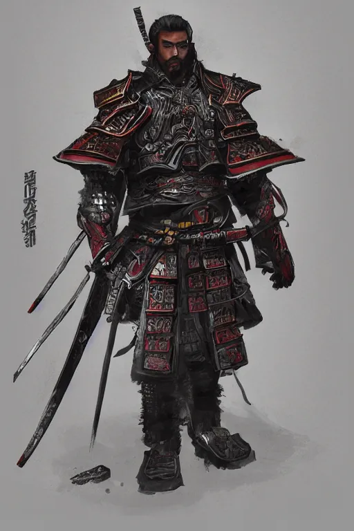 Prompt: an epic concept art of a samurai by the artist Arthur Gimaldinov Rendering a cyberpunk samurai, full of details, by Evan Lee and Jason Nguyen , art book, trending on artstation