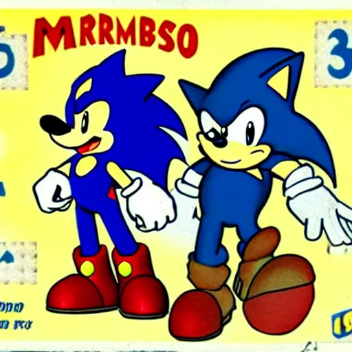 Image similar to 1940s disney film about super mario and sonic the hedgehog