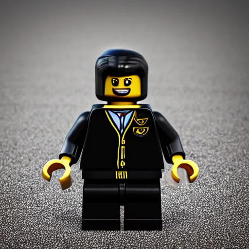 Prompt: lego figure of angry men in black Adidas tracksuit , ultra realistic, macro, 4k