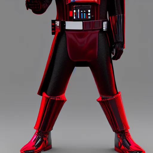 Image similar to darth vader but his entire suit is crimson red, high detail, 8 k