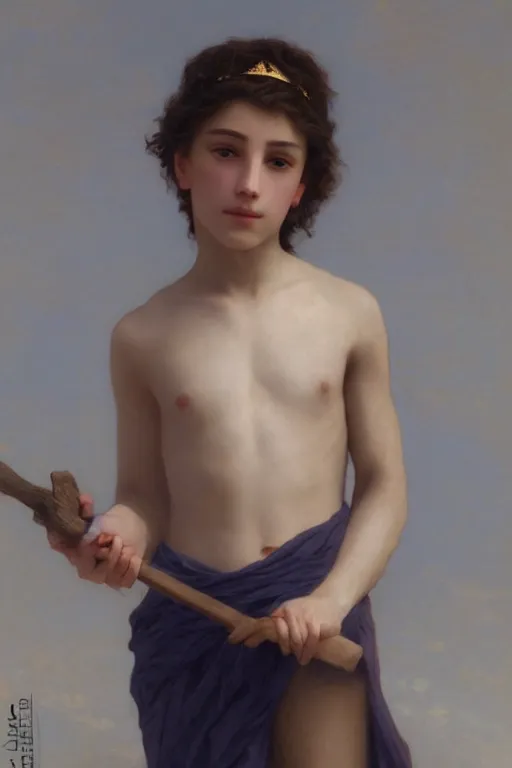 Image similar to Young male King painted by William-Adolphe Bouguereau and Charlie Bowater, trending on artstation, artstationHD, artstationHQ, 4k, 8k