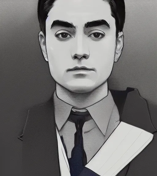 Image similar to Ben Shapiro wearing a navy and white Japanese school uniform, posing in Waikiki, sigma male, portrait art by alphonse mucha and greg rutkowski, highly detailed, digital painting, concept art, illustration, dim lighting with twilight rays of sunlight, trending on artstation, very detailed, smooth, sharp focus, octane render, close up