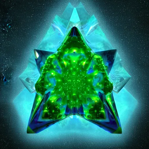 Image similar to prismatic stellar indigo arcane shoggoth gem with emerald marbling rendered in octane