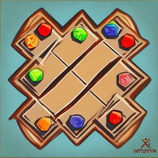 Image similar to a stylized painting of tic - tac - toe, by rutkowski and legends of runeterra, featured on artstation