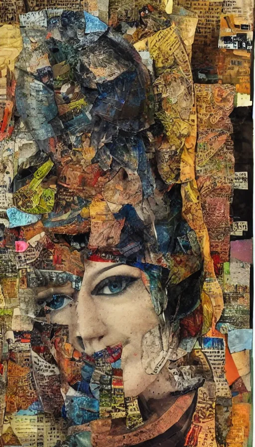 Prompt: detailed analogue mixed media collage with canvas texture in style of contemporary art, the magician tarot card, masterpiece, perfect composition, spectacular quality, intricate oil details, torn paper, magazine pages