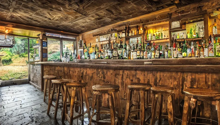 Prompt: A bar in the countryside, 120mm focal length, DSLR raw, hdr