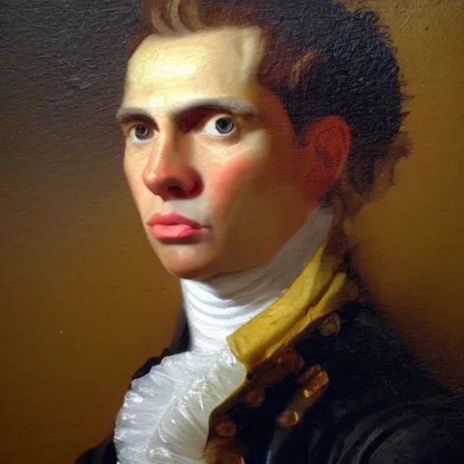 Image similar to An 18th century oil painting of Jerma985, portrait of Jerma985, grainy, realistic, very realistic, hyperrealistic, highly detailed, very detailed, extremely detailed, very neat, very epic, very cool, detailed, trending on artstation