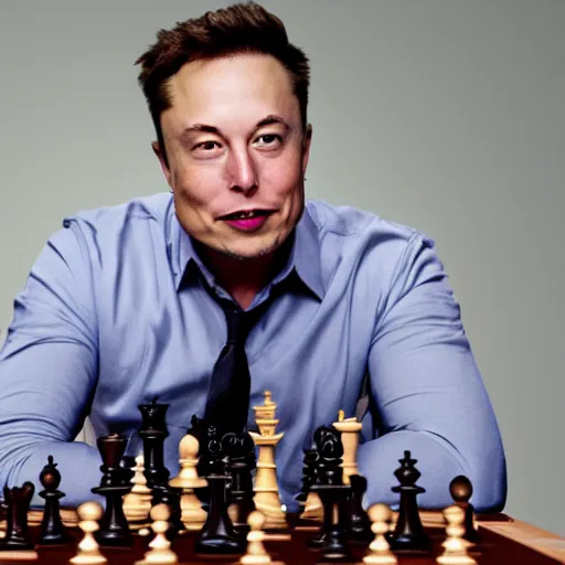 Image similar to photo of elon musk playing chess in cyberspace, 4 k