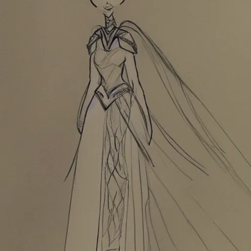 Image similar to milt kahl sketch of victoria justice as princess padme from star wars episode 3