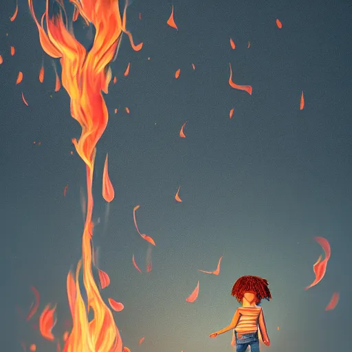 Image similar to All the little hopes and dreams that you've acquired they weigh you down and now you're burning in the fire, high quality, 8k, trending on Artstation, beautiful, surreal