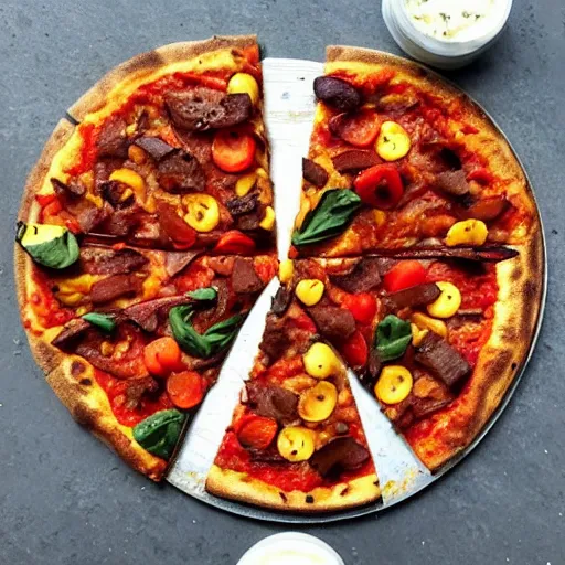 Image similar to instagram food pic of a coal fired veggie pizza