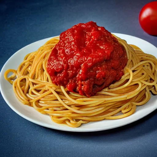 Prompt: Spaghetti monster with eyes on a plate in tomato paste, meatballs, people control, religion, comic book, takeover of the worlds, mind control