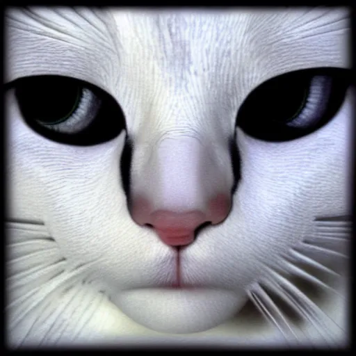 Image similar to white cat, by hr giger!!!